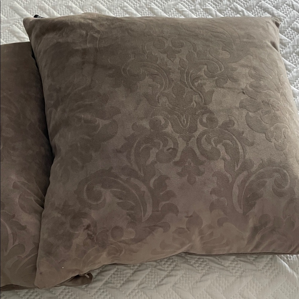 Elegant Brown damask velvet down filled Pillows by rodeo home